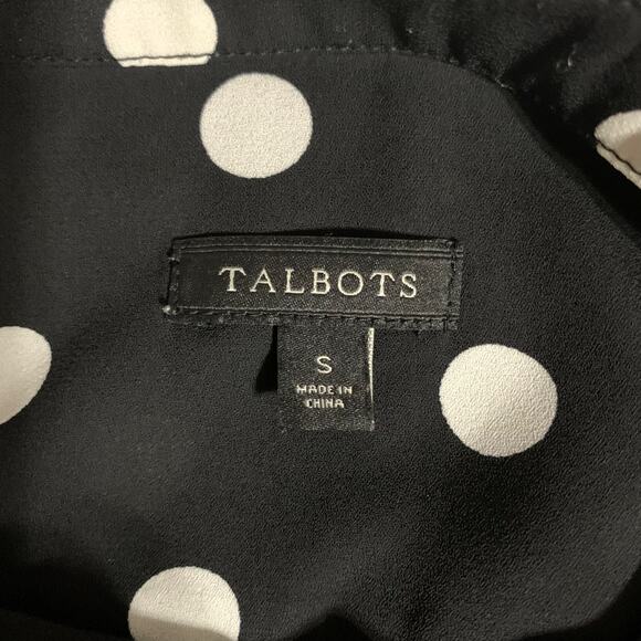 Talbots Polka Dot Blouse Tie Neck Black White Long Sleeve Women's S - Picture 5 of 5